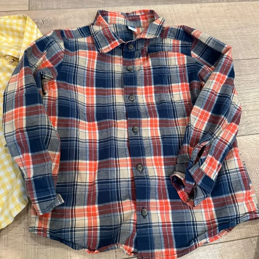 OLD NAVY CAT & JACK BOYS LONG SLEEVE BUTTON SHIRTS YELLOW BLUE 5T